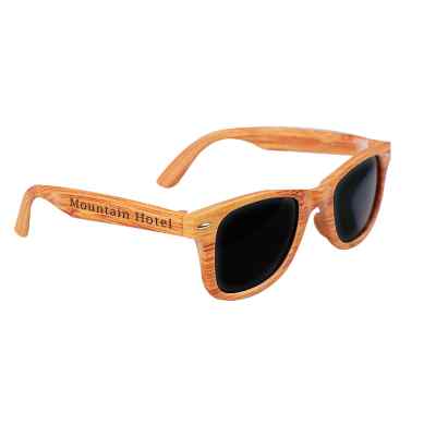 Custom woodgrain sunglasses.