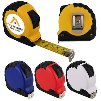 Plastic, TPR, steel yellow 16 foot classic tape measure with full color imprint.