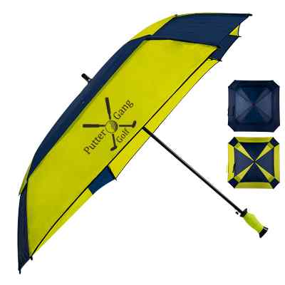 Custom 62" shedrain square vented golf umbrella.