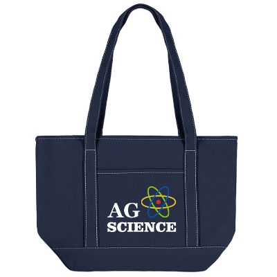 Cotton canvas medium cruiser tote with branded full color logo.