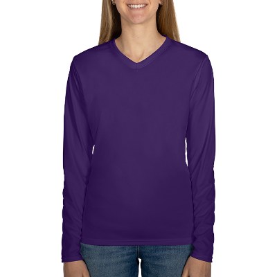 Blank purple long sleeve women's tee.
