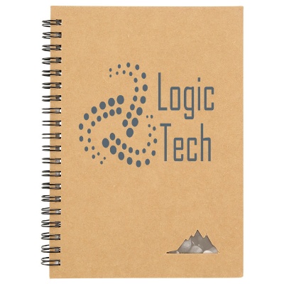 Cardboard note book with custom logo.