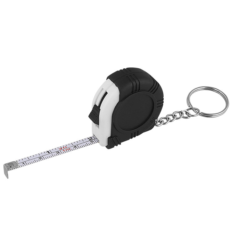 Plastic key ring tape measure.