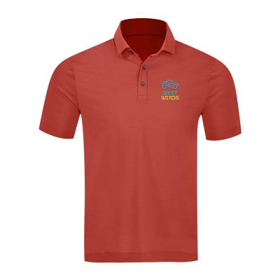 Terracotta men's polo with personalized embroidered logo.