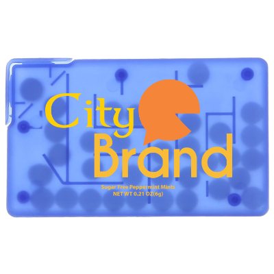 Blue full color rectangle puzzle credit card mints customized.