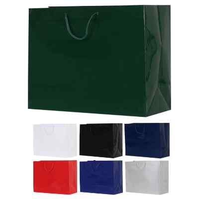 Paper burgundy glossy recyclable eurotote bag blank.