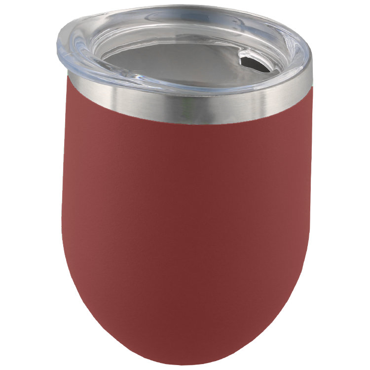 Stainless steel wine tumbler in 12 ounces.