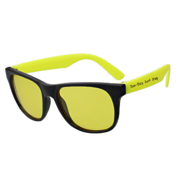 Polycarbonate tinted rubberized sunglasses.