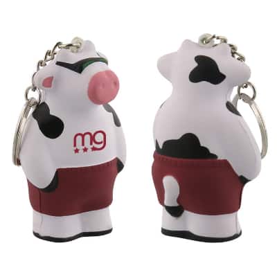 Foam beach cow stress reliever key ring with promo.
