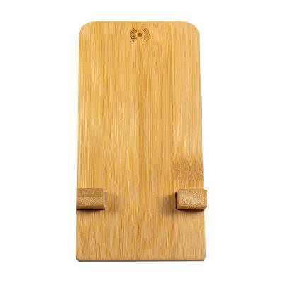 Blank bamboo phone stand available in bulk.