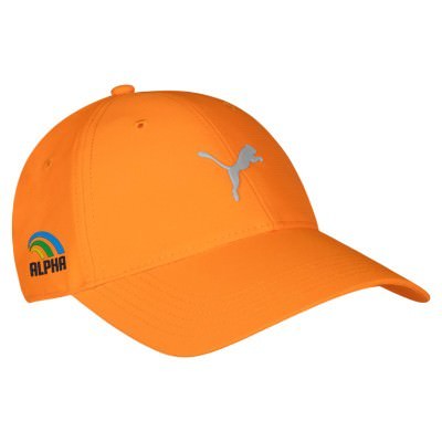 Custom orange embroidered adjustable cap.