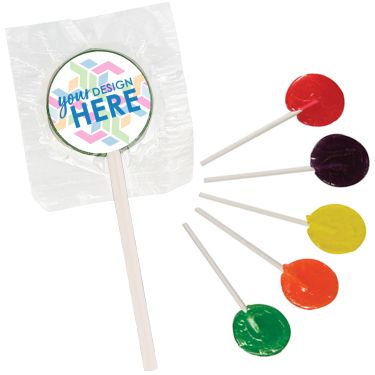 Customized lolliop candy with custom full color logo.