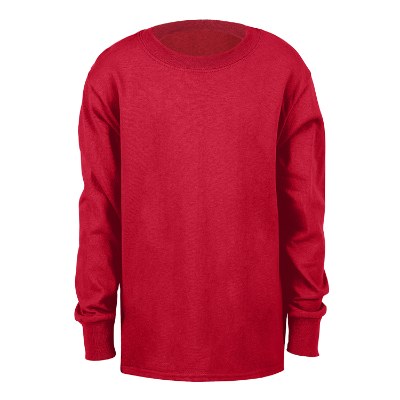 Red blank long sleeve youth t-shirt.