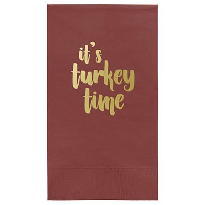 3Ply tissue burgundy guest towel napkin with customized foil imprint.