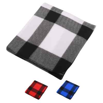 Black and white checkered fleece blanket blank.