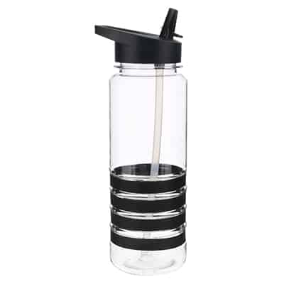 Tritan clear and black water bottle blank with snap lid in 24 ounces.