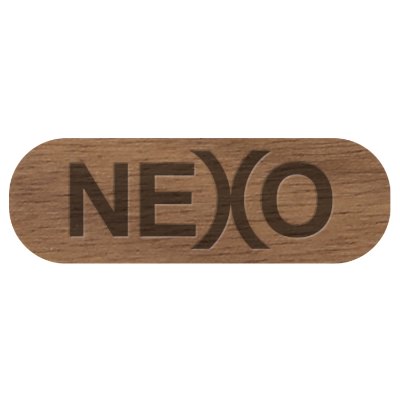 Wood webcam cover with a personalized logo.