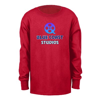 Red customizable youth full color long sleeve t-shirt