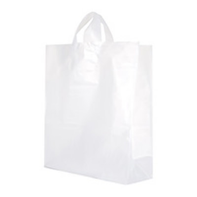 Plastic frosted clear recyclable shopper bag blank.