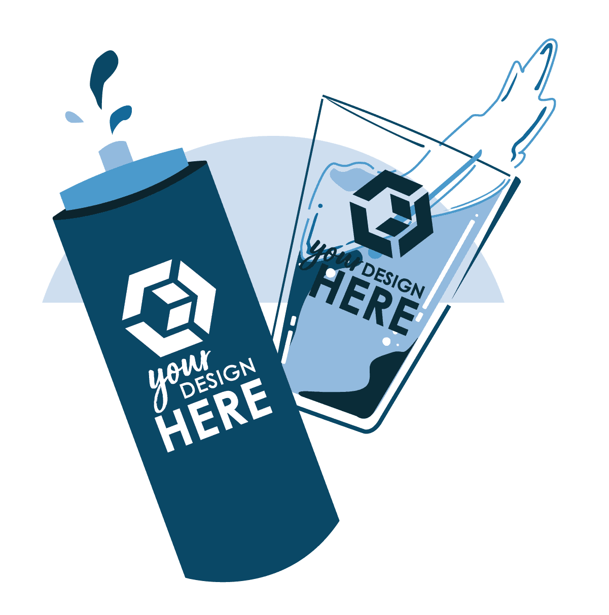 water bottle and cup illustration