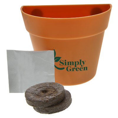 Terra cotta plastic personalized planter kit.
