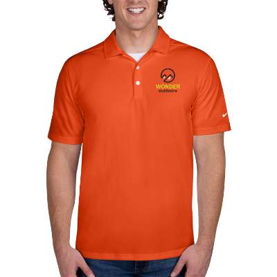 Custom full color orange dri-fit pique polo