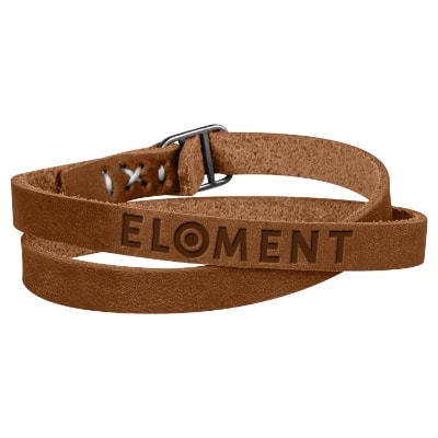 Debossed leather bracelet branded with a logo.