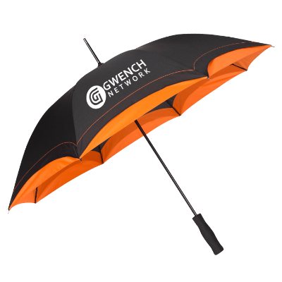 Customized black with orange 46 inch umbrella.