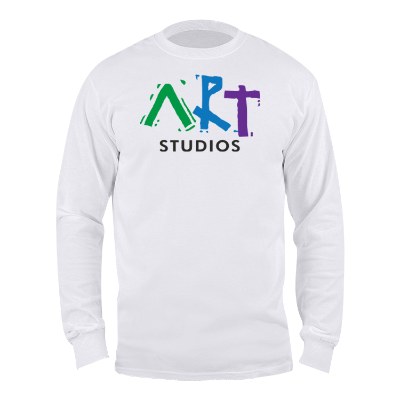 White customizeable full color long sleeve t shirt.