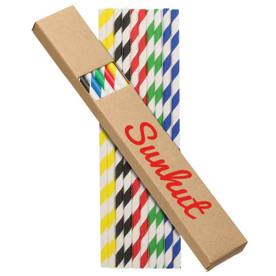 Assorted colors paper straw kit with custom logo.