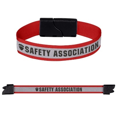 Red nylon wristband branded with your logo.