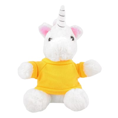 Plush and cotton unicorn with athletic gold blank.