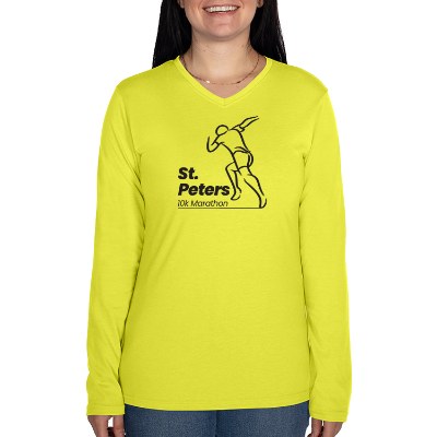 Safety yellow long sleeve tee with logo.