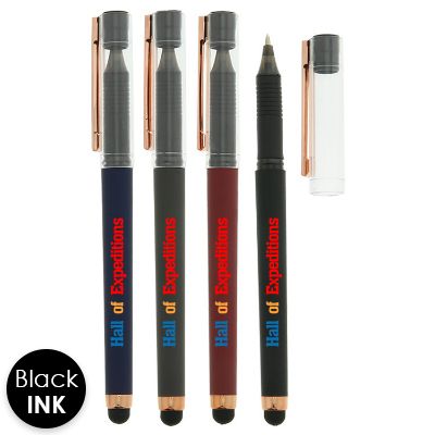 Black customized pen with translucent cap.
