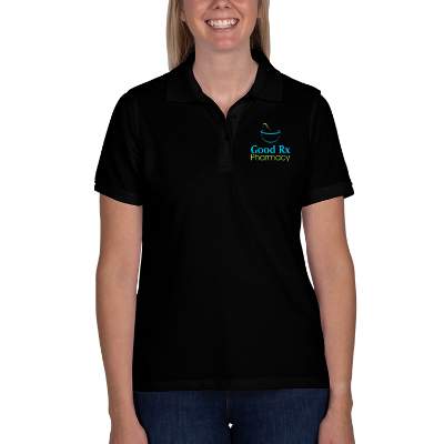 Personalized black full color ladies' easy blend polo