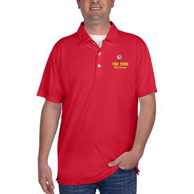 Custom red embroidered golf polo