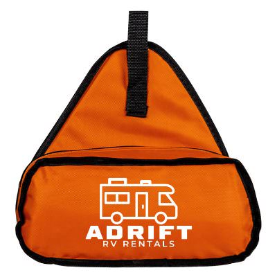 Reflective orange nylon road rescue car kit with custom logo.