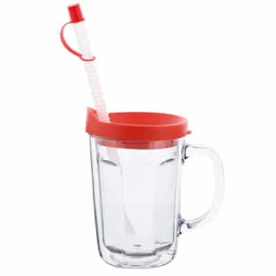 Arcylic clear with red tumbler blank in 14 ounces.