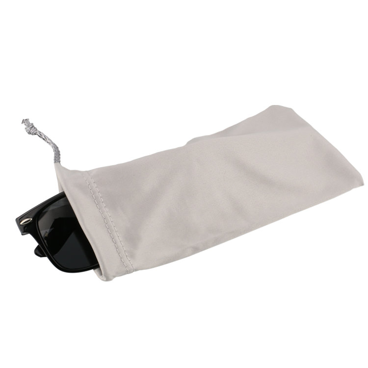 Microfiber sunglasses pouch with drawstring.