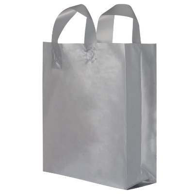 Plastic lime with handles foil stamped recyclable shopper bag blank.