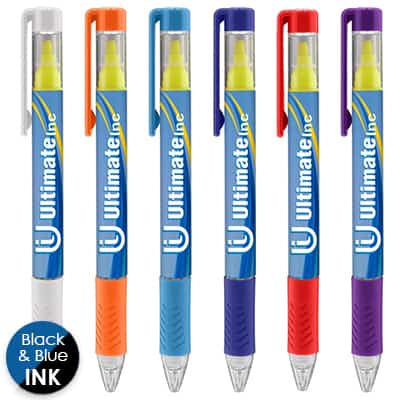 Custom full-color pen and highlighter combo.