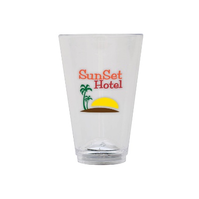Acrylic clear beer glass with custom full-color imprint in 3.5 ounces.