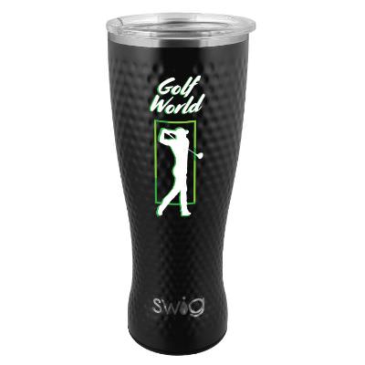 Black tumbler with full color logo.