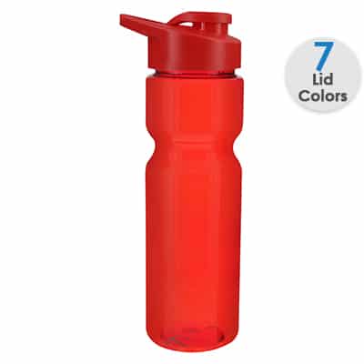 Plastic translucent smoke water bottle blank and snap lid in 28 ounces.