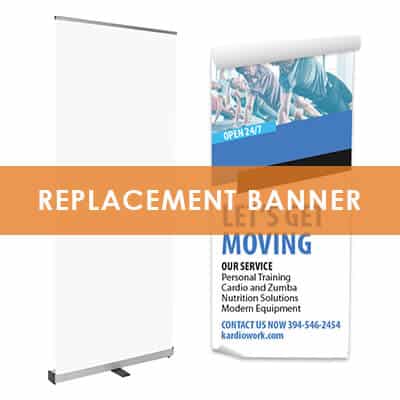 Replacement banners for budget banner stands.