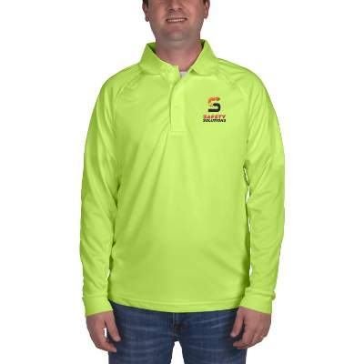 Customized embroidered safety yellow long-sleeve tactical polo
