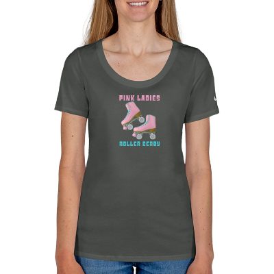 Customizable full color logoed women's anthracite t-shirt.