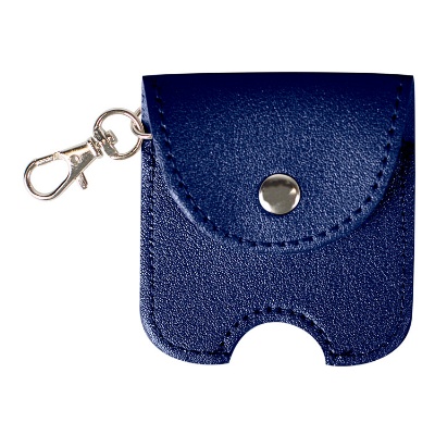 Blank leatherette navy blue pouch for hand sanitizer available with low prices.