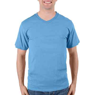 Blank aquatic blue v-neck t-shirt.