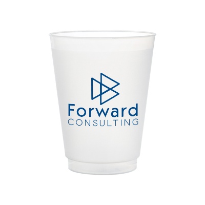 Durable plastic frosted plastic cup with custom logo in 16 ounces.